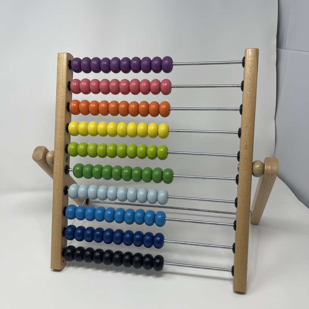 IKEA MULA Wooden Table Math Bead Counter Multi Color Foldable Abacus